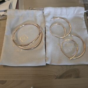 Kendra Scott SET Myles Rose Gold Hoops & Bangle EUC